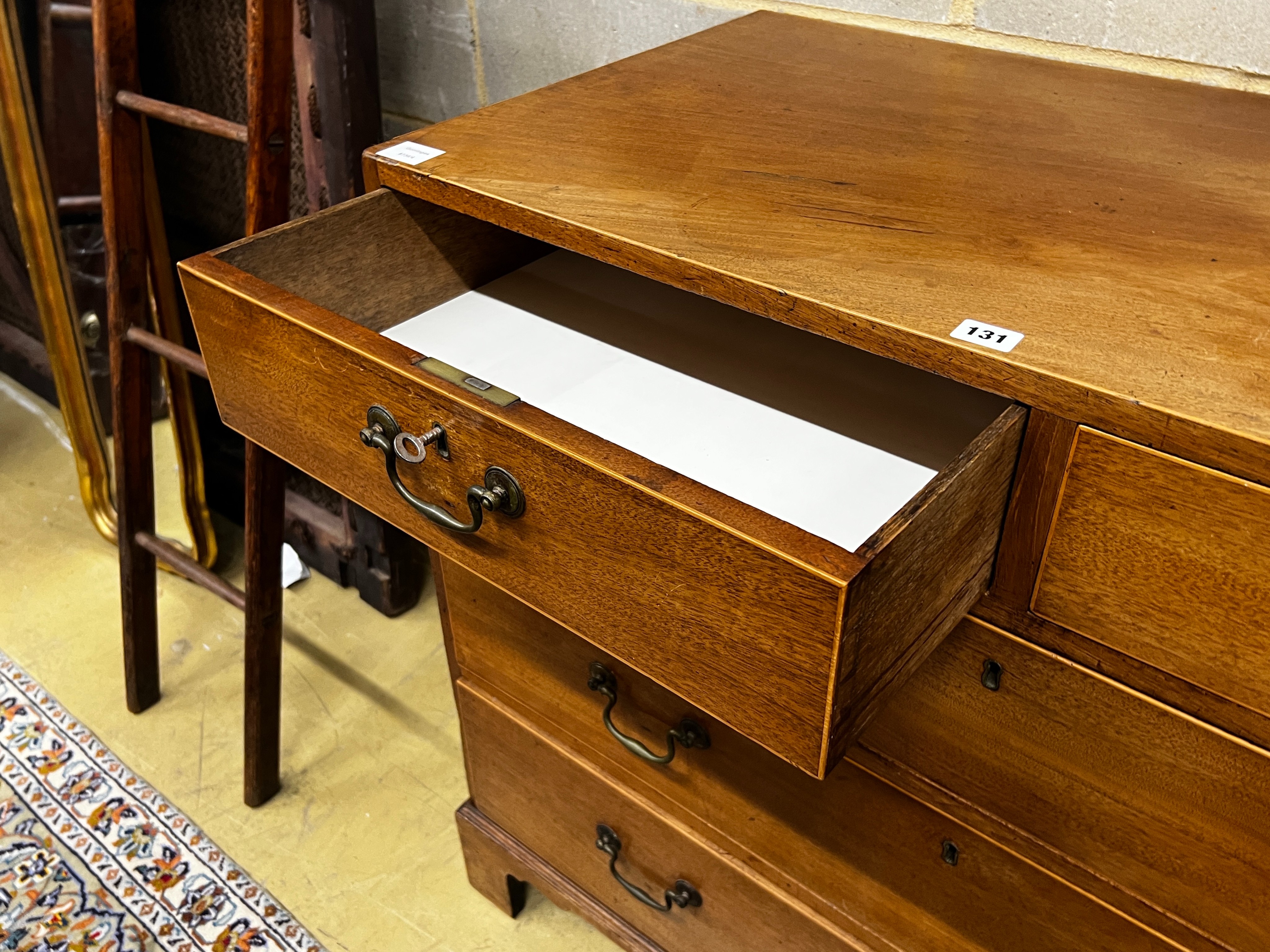 A George III faded mahogany chest of drawers, width 106cm, depth 52cm, height 91cm